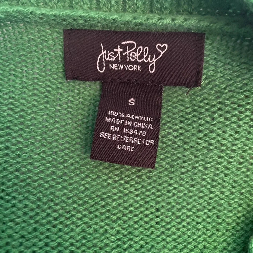 Just Polly New York Green Daisy Floral Knit Cardigan Sweater‎ Womens Small